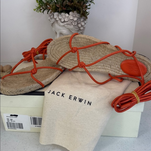 Jack Erwin x Olivia Lopez espadrille sandals. Orange Sz 9 - Picture 5 of 12